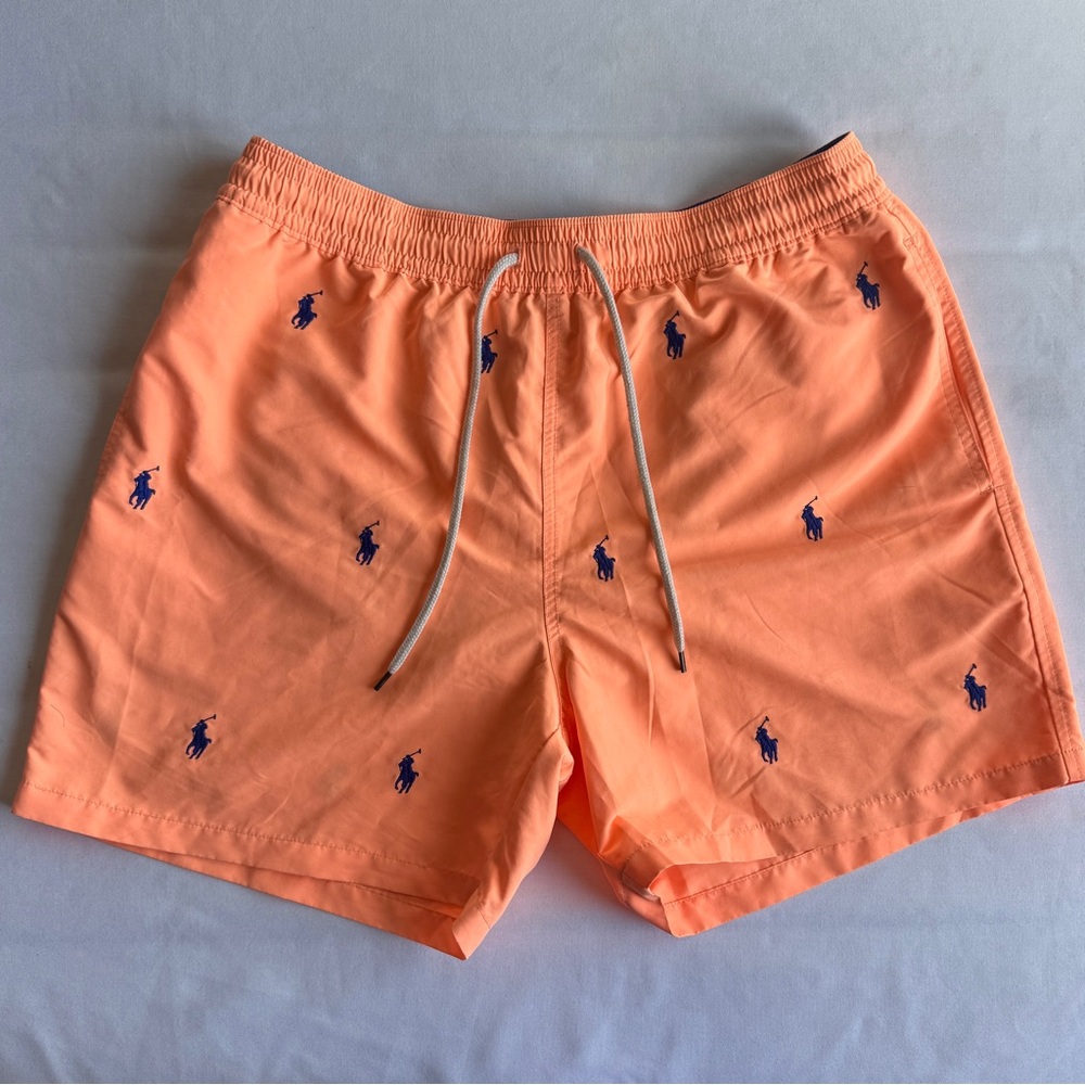 Orange Polo Ralph Lauren Pony Swim Trunks